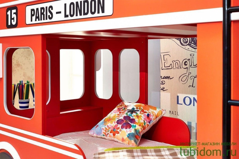 Товар London BUS Кровать двухъярусная (Красный тип 2) LD54131