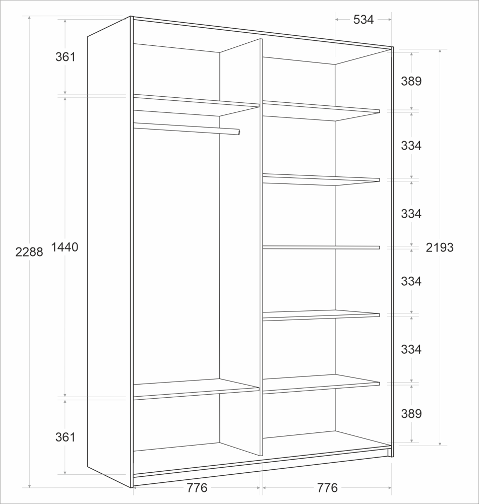 Товар Шкаф Прайм дуо ДСП+зеркало Сонома 2300 х 1600 х 570 E1TNL2928