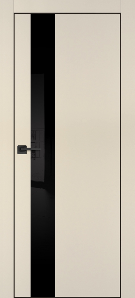 Межкомнатная дверь PX-10 черная кромка с 4-х ст. Бежевый матовый