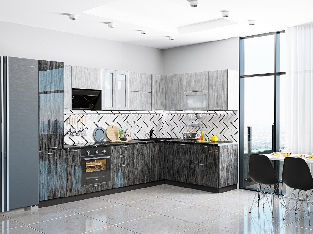 Валерия-М-05 Серый металлик дождь светлый/Черный металлик дождь VI24214