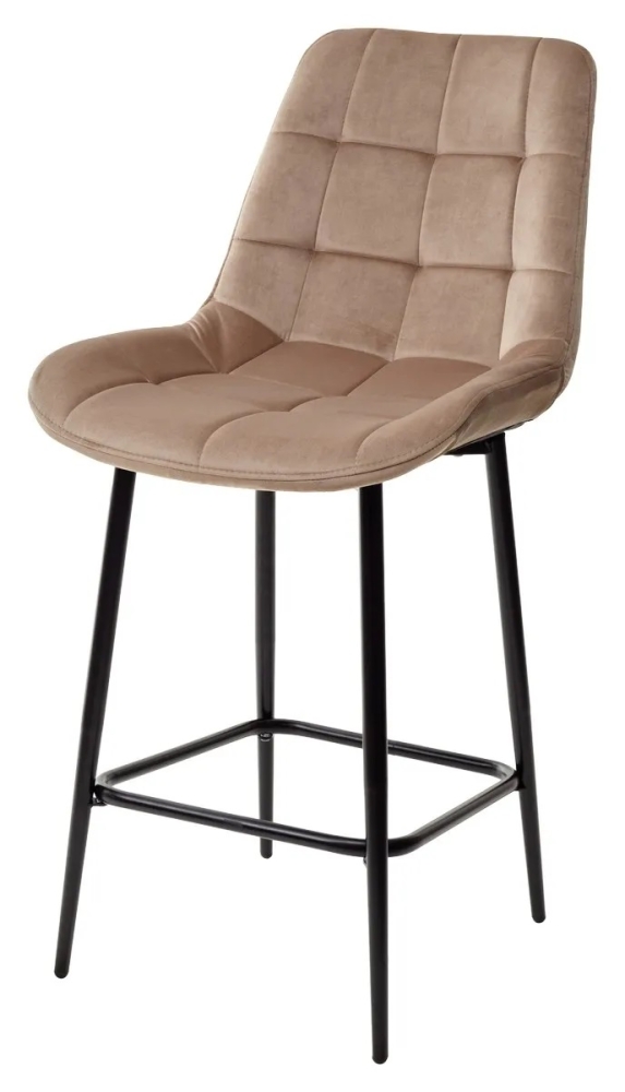 Полубарный стул ХОФМАН, цвет B-06 Бежевый, велюр / черный каркас H=63cm М-City MC62755