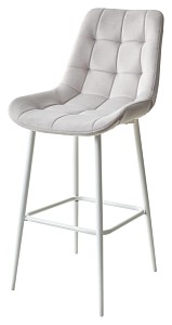 Барный стул ХОФМАН, цвет H-09 Светло-серый, велюр / белый каркас М-City MC63093