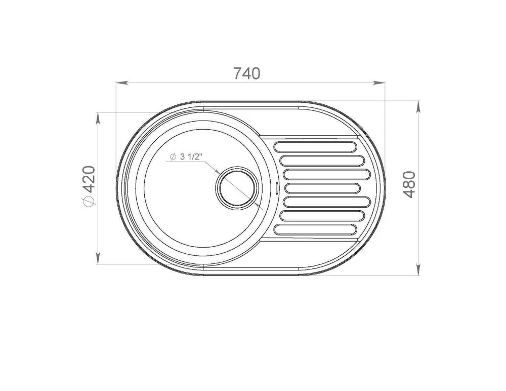 Товар Кварцевая мойка Мойка кухонная кварцевая LEX Como 740 Space Gray