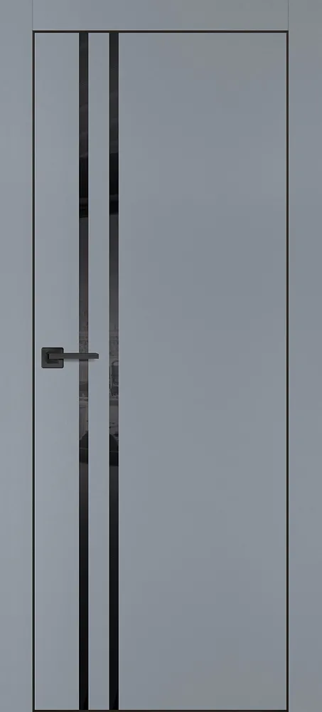 Межкомнатная дверь PX-11  черная кромка с 4-х ст. Серый матовый